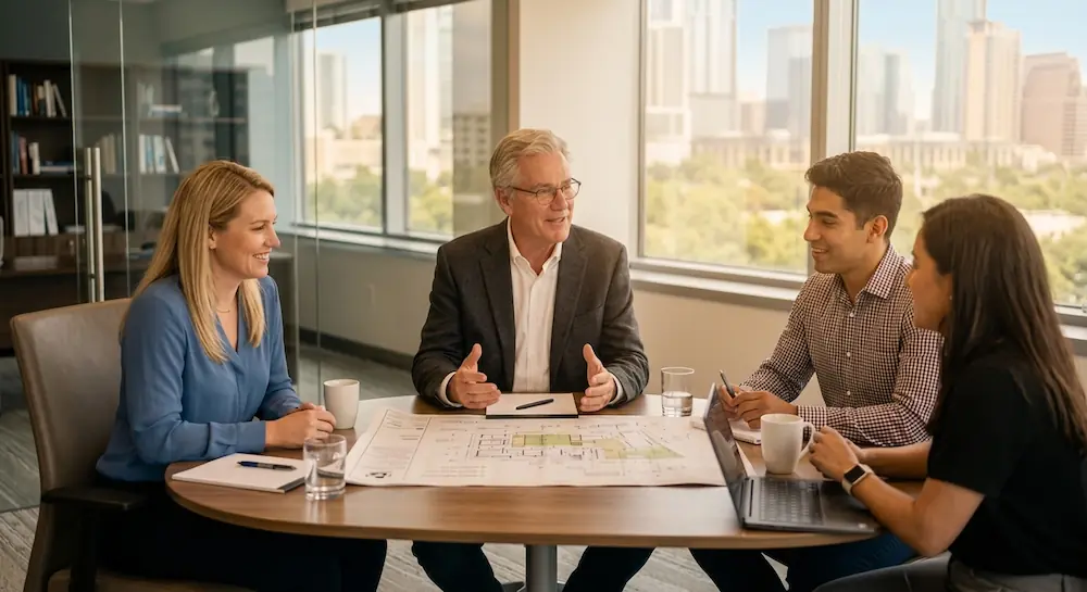 A School Estate mentor instructor, an active Texas broker, reviewing course materials